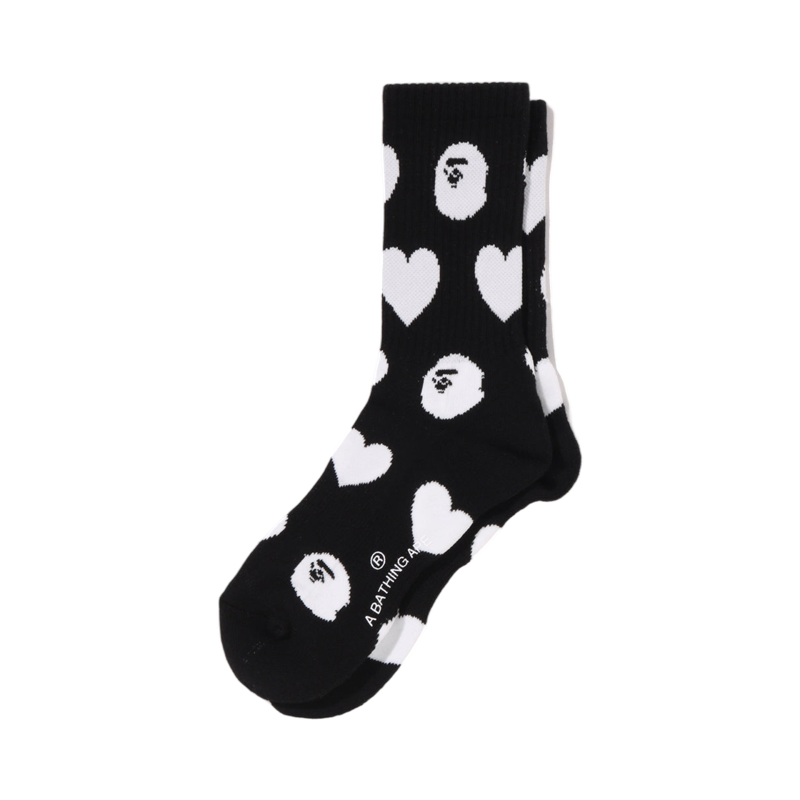 - (W) BAPE I Love BAPE Monogram Socks Black