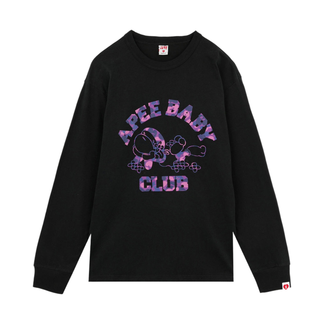 - (W) BAPE Apee Baby Printed L/S T-Shirt #2 Black Purple
