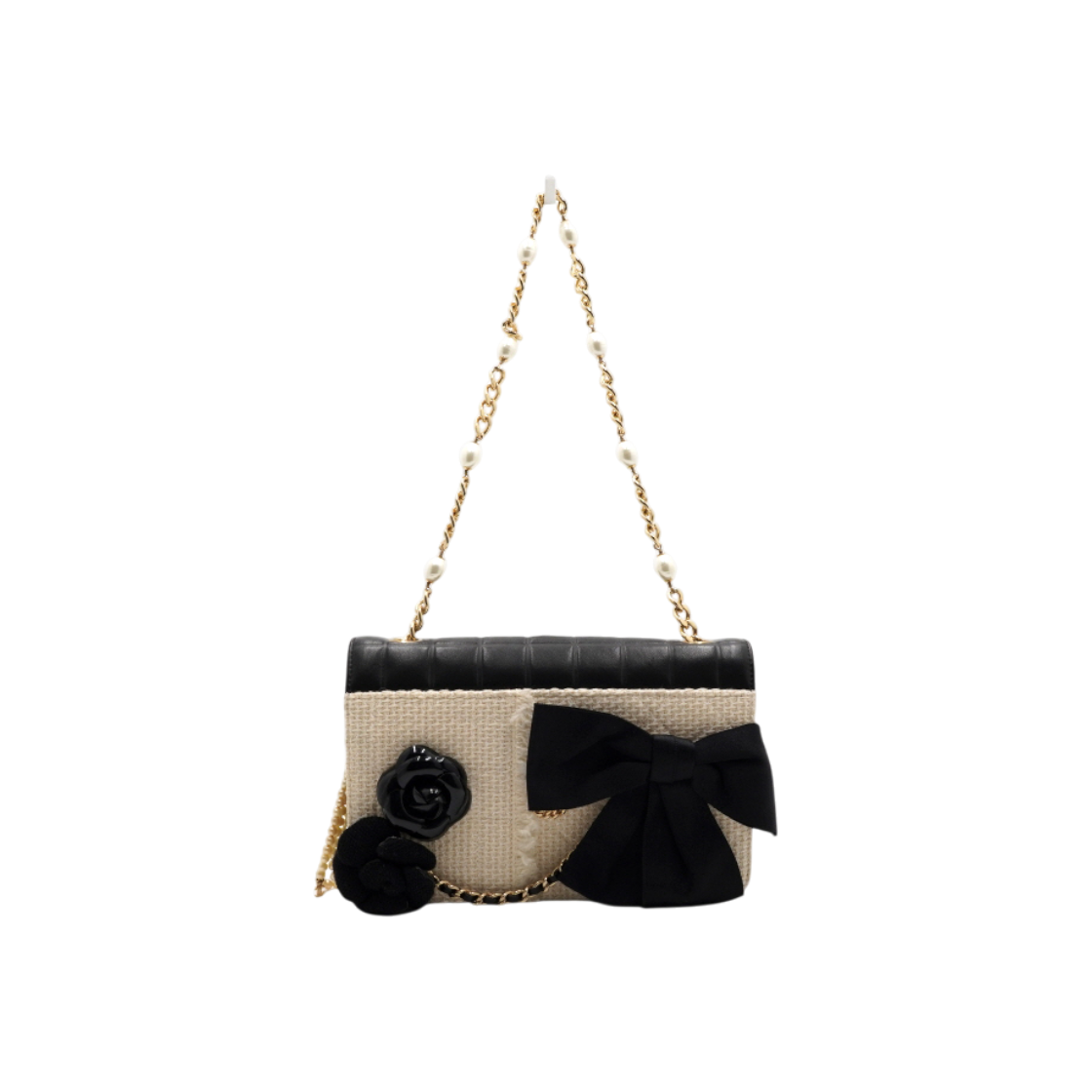 ITSKF2BBFRPL Chanel Vintage Black Lambskin Tweed Flap Shoulder Bag AA65697