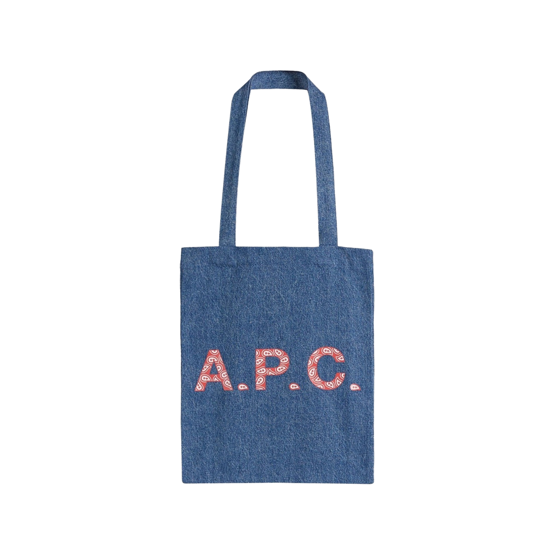 COGWD-M61442-IAL A.P.C. Lou Paisley Logo Denim Tote Bag Washed Indigo