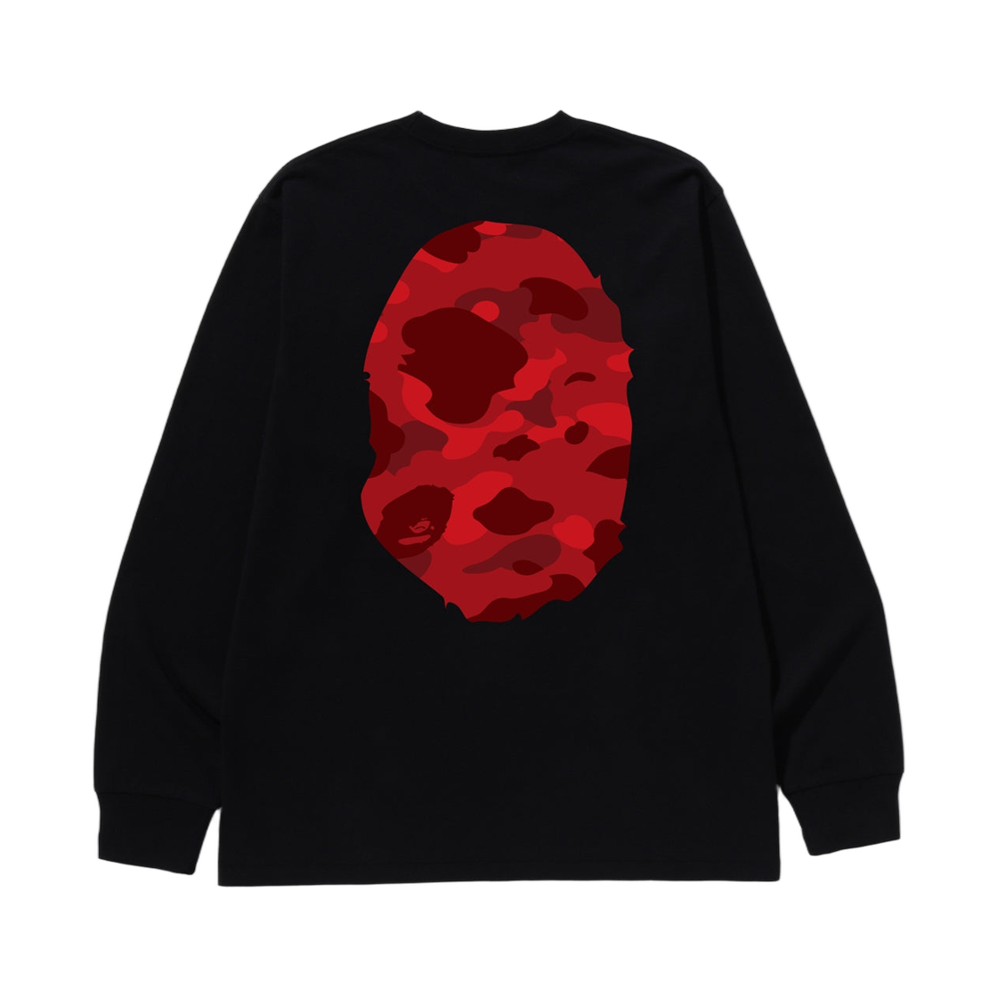베이프 컬러 카모 빅 에이프 헤드 롱슬리브 티셔츠 블랙 레드(BAPE Color Camo Big Ape Head L/S T-Shirt Black Red) - 2