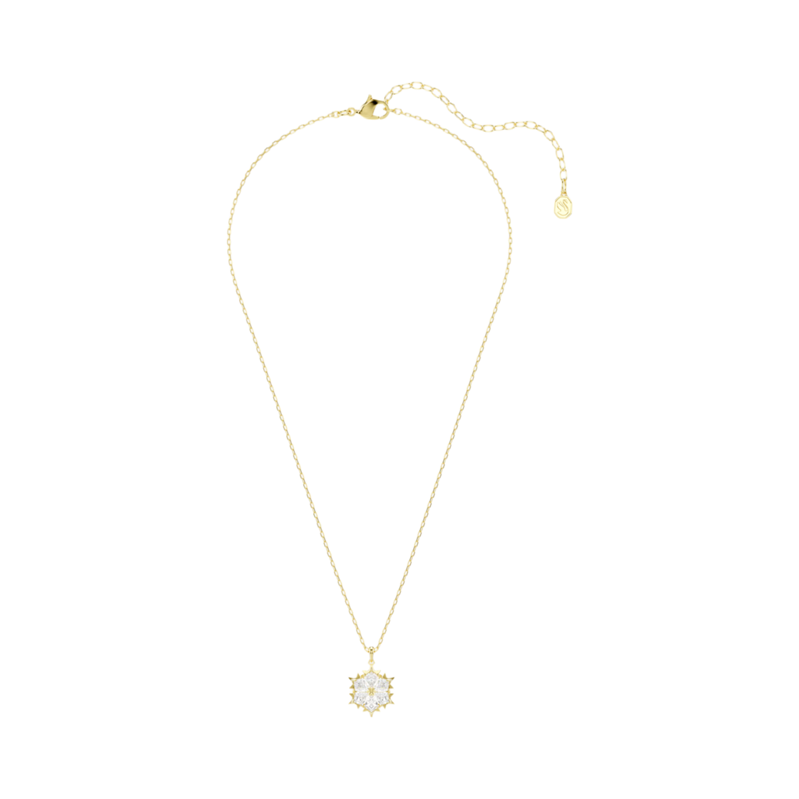 (W) 스와로브스키 매직 펜던트 믹스 컷 스노우플레이크 화이트 18K 골드 피니시((W) Swarovski Magic Pendant Mixed Cut Snowflake White 18K Gold Finish) - 2