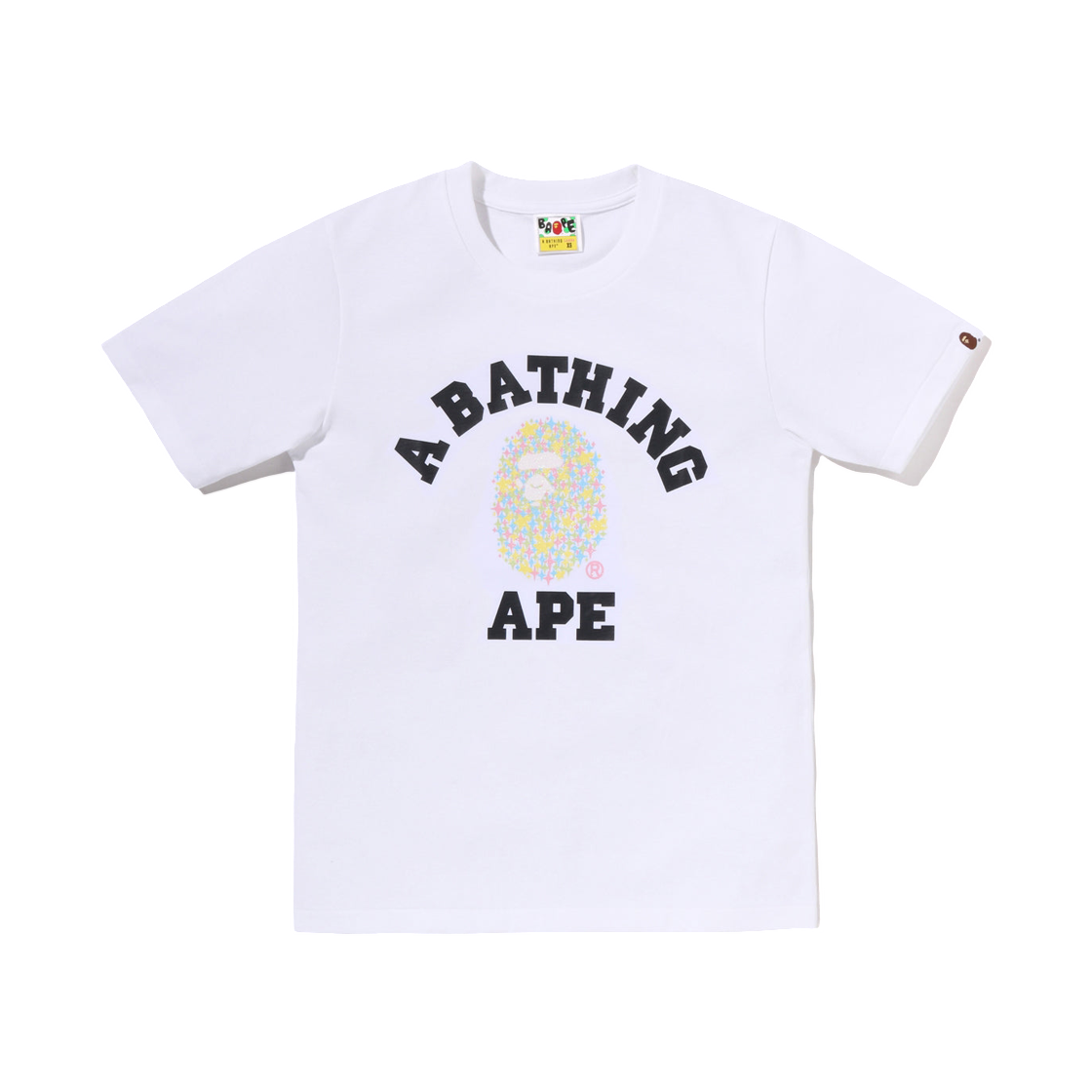 - (W) BAPE Bling Star Glitter College T-Shirt White