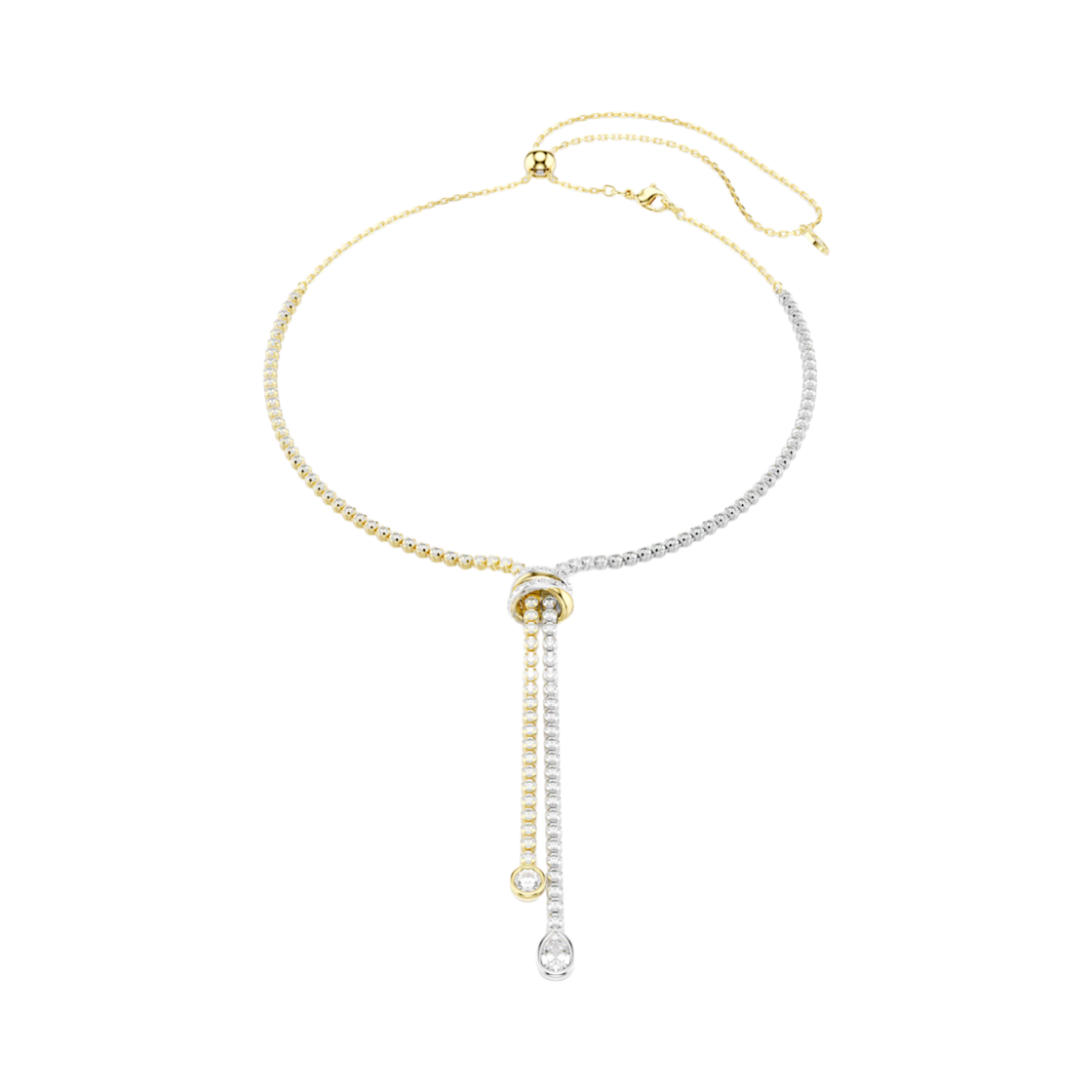 5752854 (W) Swarovski Hyperbola Y Necklace Round Cut Knot White Mixed Metal Finish