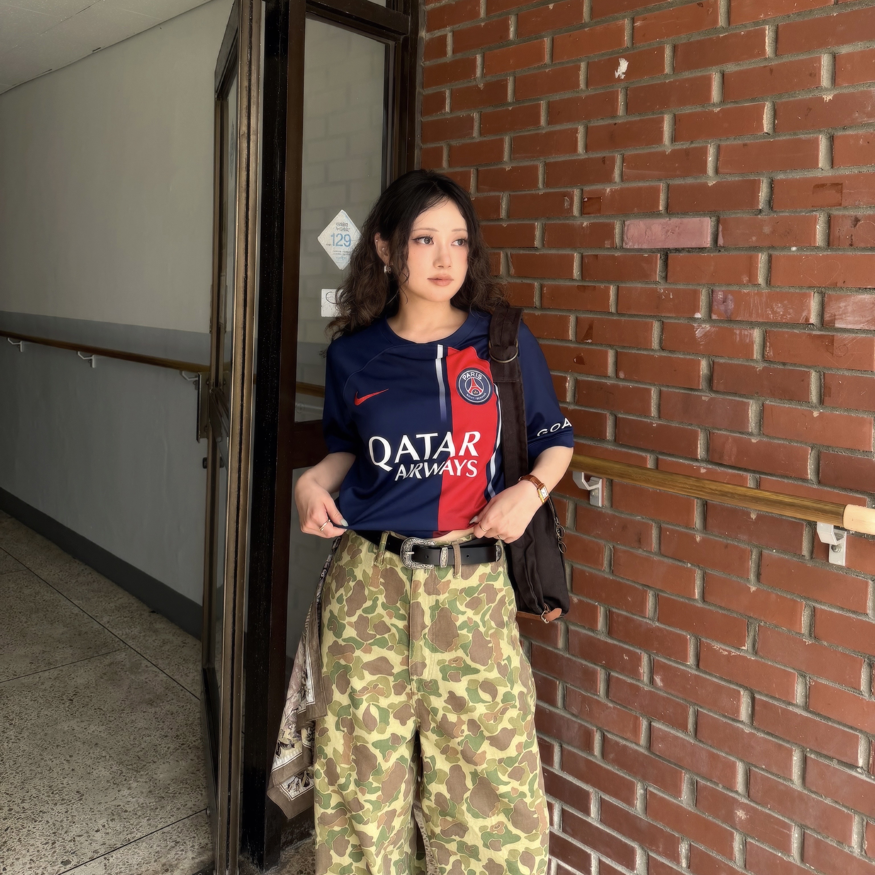 Kapital Hunter Camouflage Herringbone Port Baggy Pants Hunter Camouflage, Kapital No. 6 Canvas More Little Snufkin Bag Black 착용 스타일