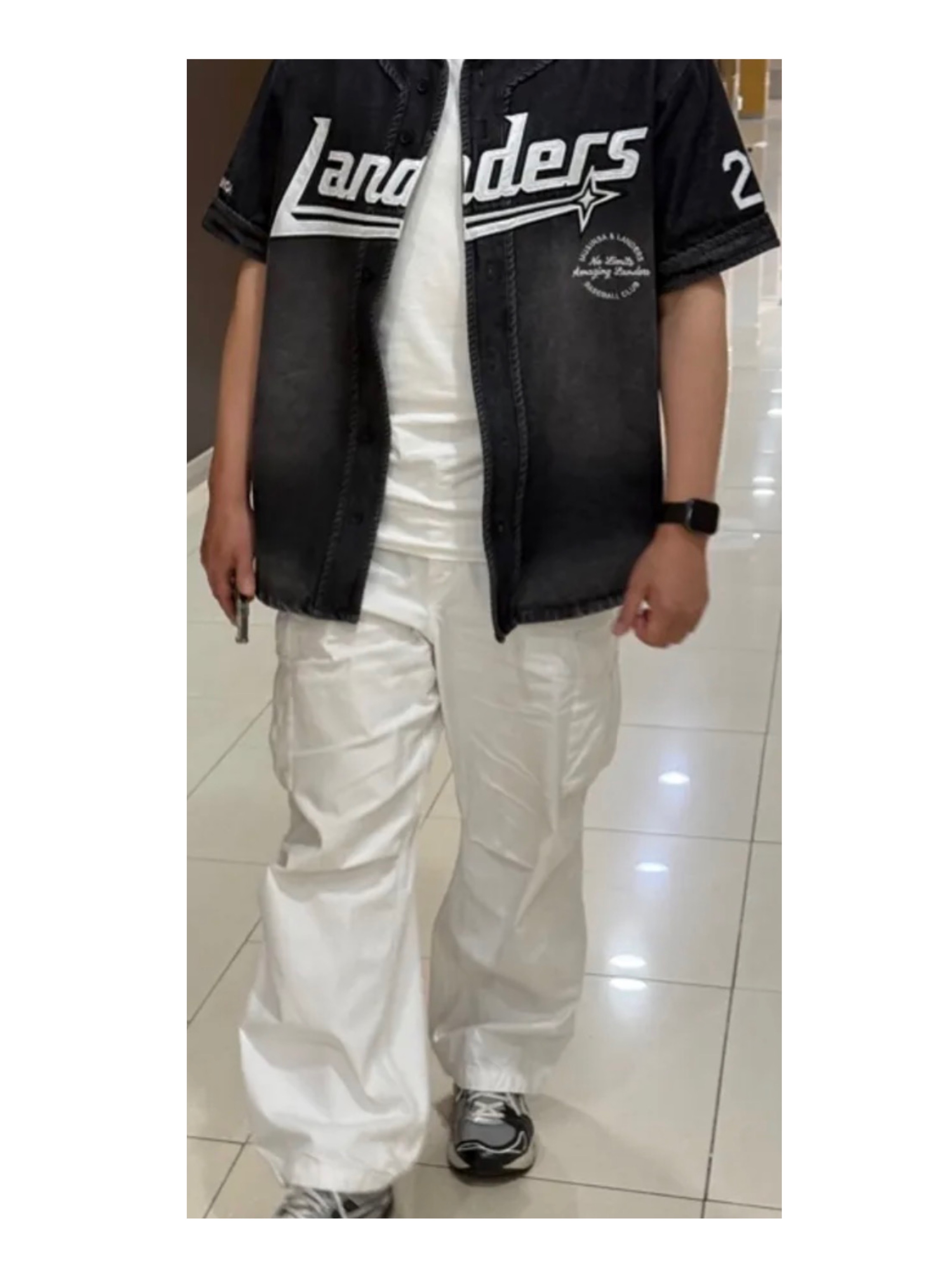 SSG Landers 25 Black Denim Jersey (Non Marking Ver.) 착용 스타일