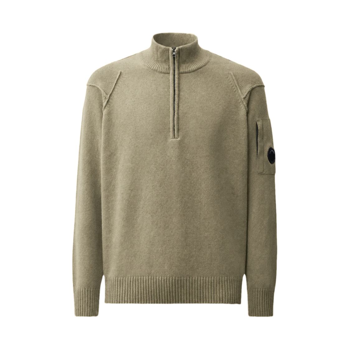 21CMKN709A110149A356 C.P. Company Lambswool Lens Half Zip Sweater Fallen Rock Beige - 26FW