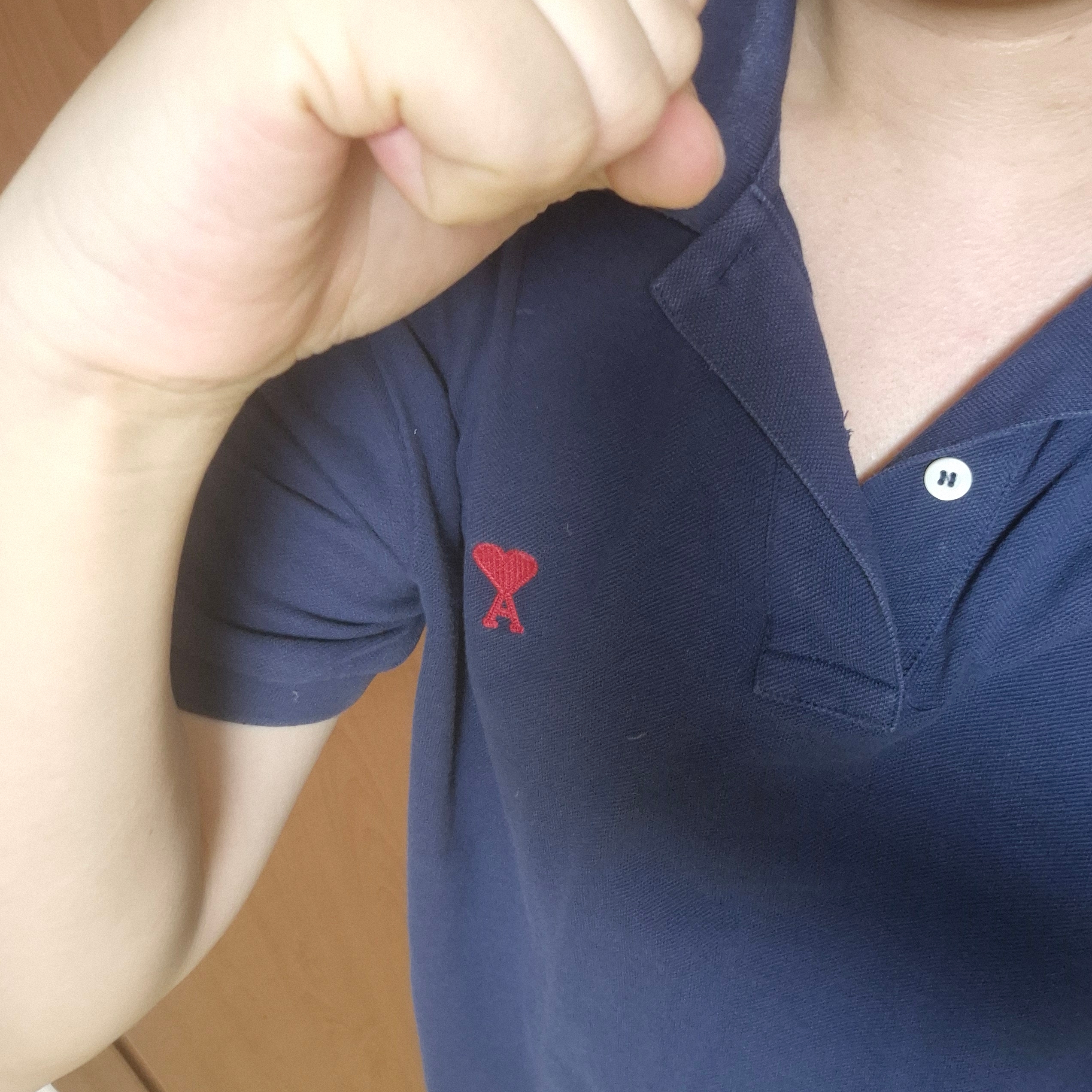 AMI de Coeur Polo Shirt Navy Marine - 21SS 착용 스타일