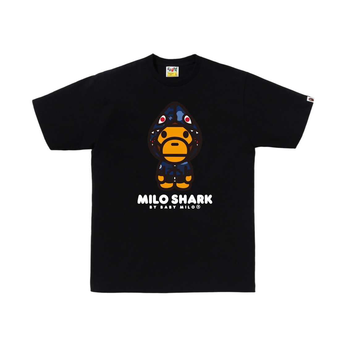 - BAPE Color Camo Milo Shark FZH T-Shirt Black Navy