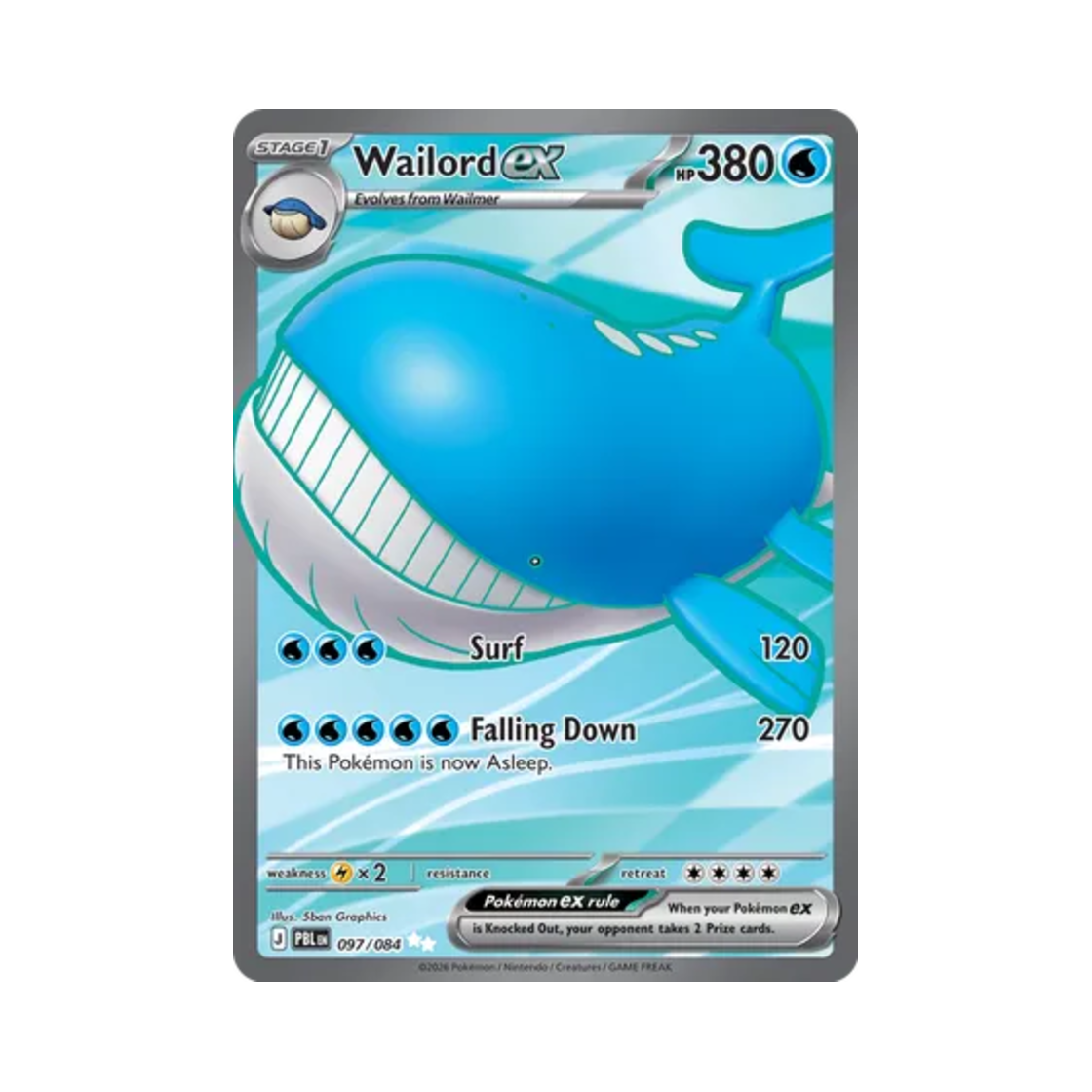 포켓몬 TCG 고래왕 ex UR 피치 블랙 (영문판)(Pokemon TCG Wailord ex UR Pitch Black (English Ver.)) - 1