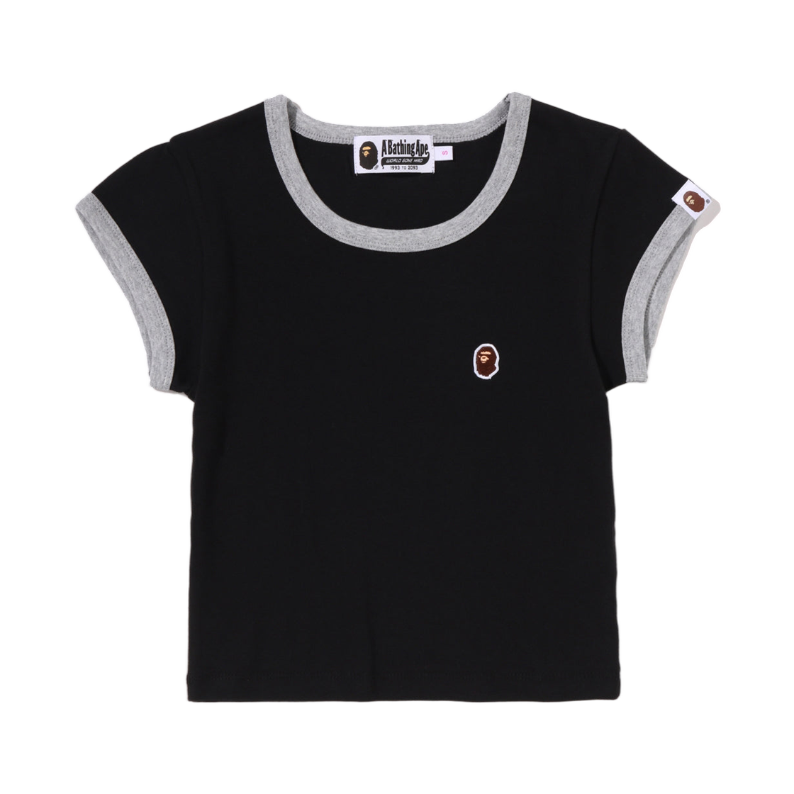- (W) BAPE Ape Head One Point Cropped T-Shirt Black