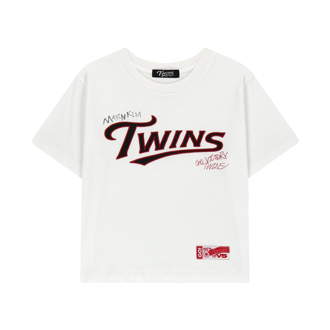 LG 트윈스 x 마뗑킴 그래피티 로고 크롭 탑 화이트(LG Twins x Matin Kim Graffiti Logo Crop Top White)