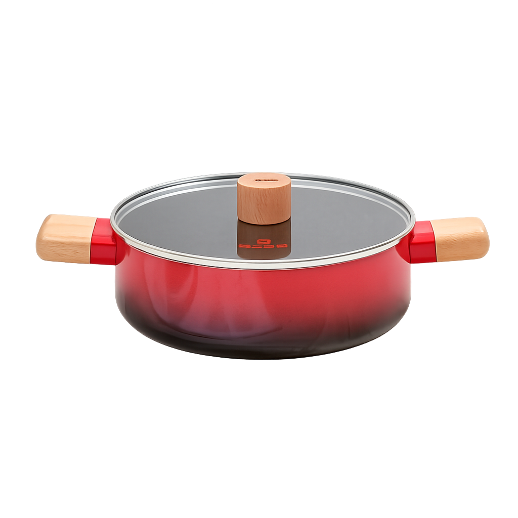 로시 IH투톤레드 전골냄비22cm(Rossi IH Two‑Tone Red Shallow Pot 22cm)