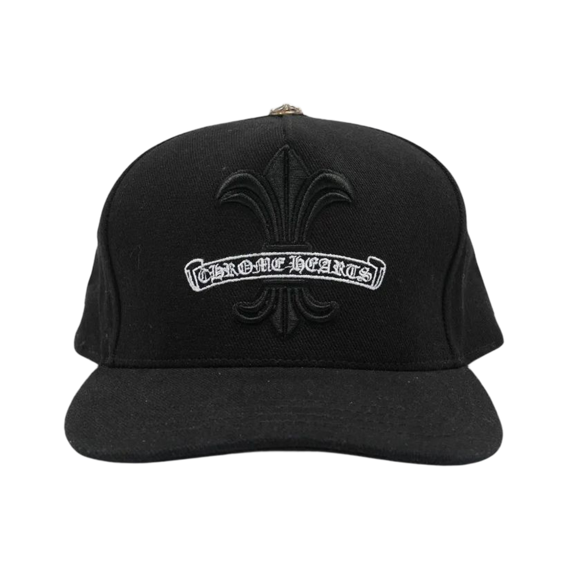 - Chrome Hearts Fluer Scroll Label Logo Trucker Hat Black