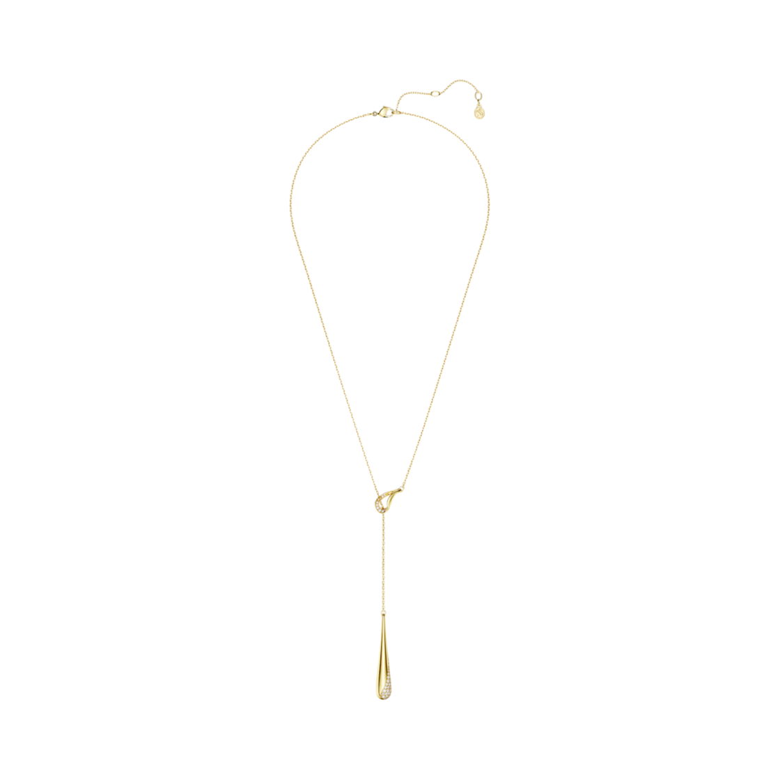 (W) 스와로브스키 클라시카 Y 펜던트 라운드 컷 화이트 스털링 실버 18K 골드 피니시((W) Swarovski Classica Y Pendant Round Cut White Sterling Silver 18K Gold Finish) - 2