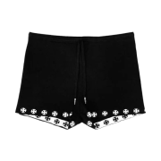 (W) Chrome Hearts Cross-Print Knit Drawstring Shorts Black