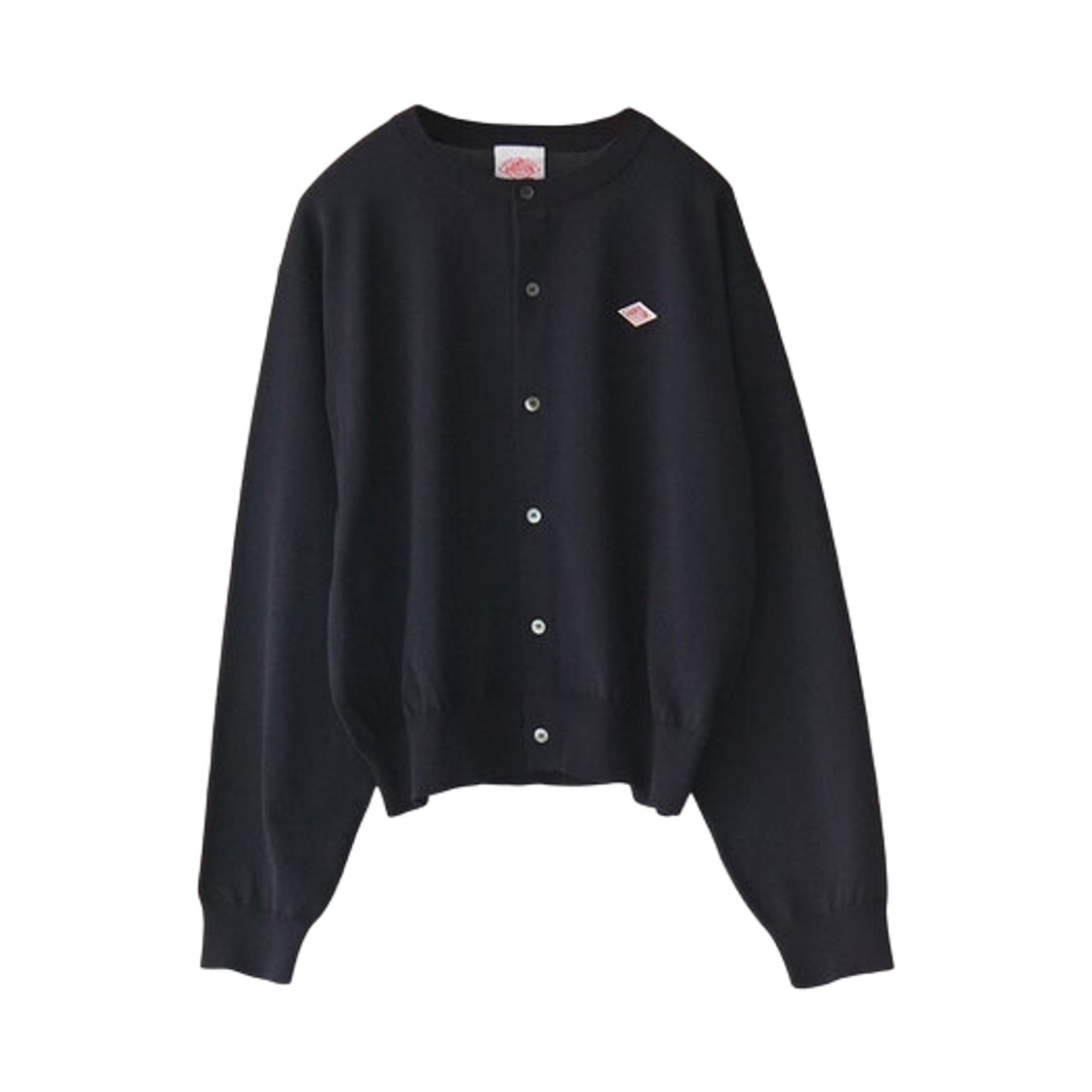 (W) 단톤 저지 니트 크루넥 가디건 블랙((W) Danton Jersey Knit Crewneck Cardigan Black) - 1