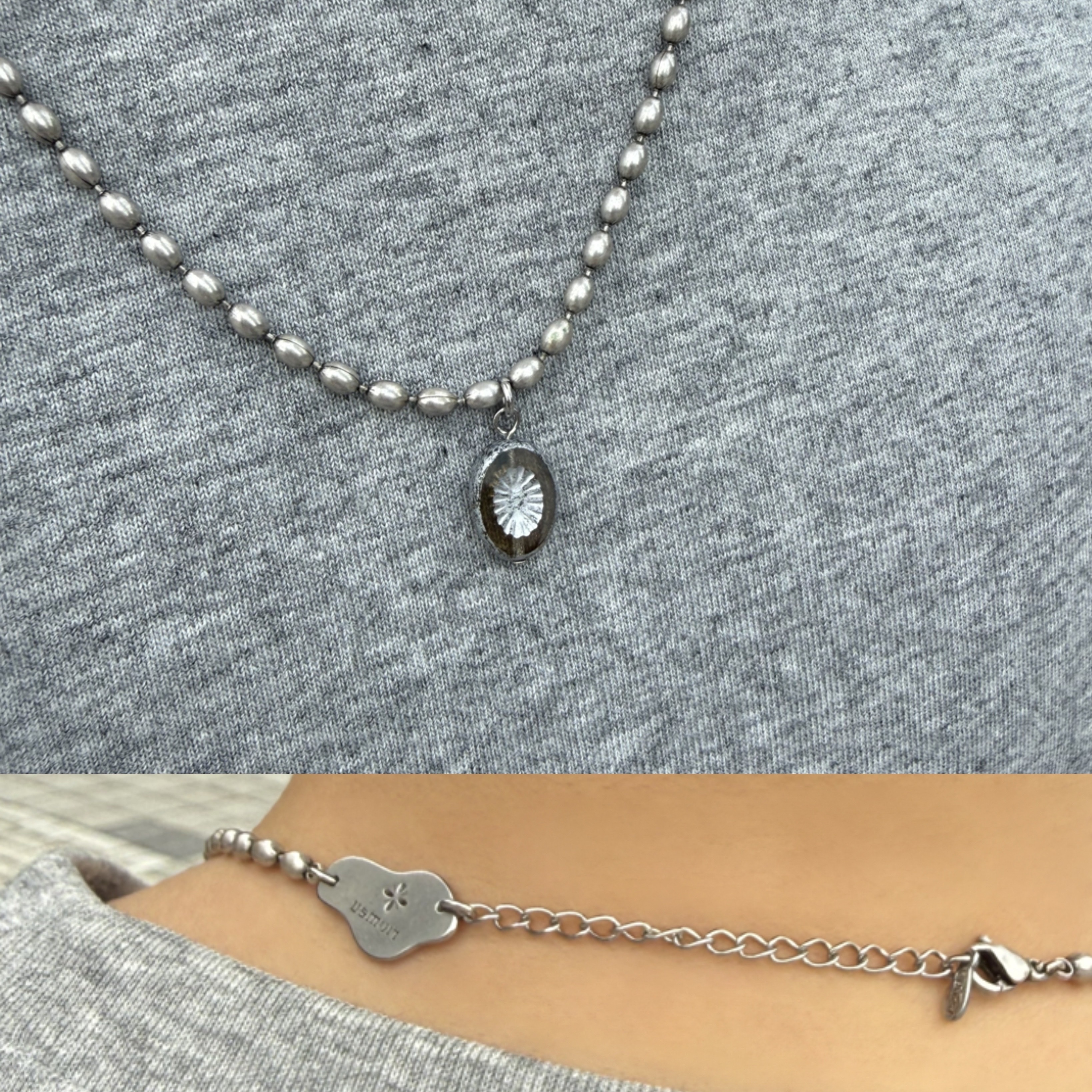 Riomeu Sepia oval chain necklace 착용 스타일 - 3