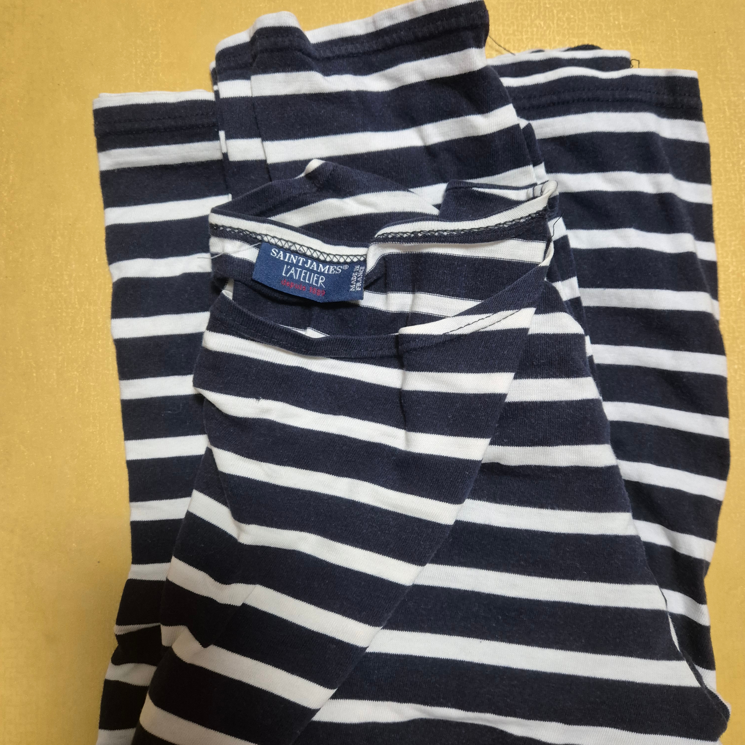 Saint James Meridien Moderne Striped Sailor Long Sleeve T-Shirt Marine Ecru 착용 스타일