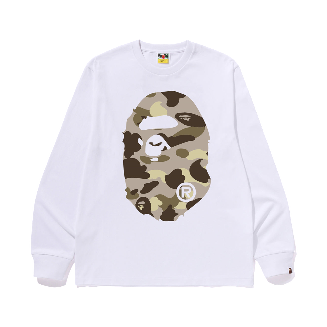 - BAPE Color Camo Big Ape Head L/S T-Shirt White Brown