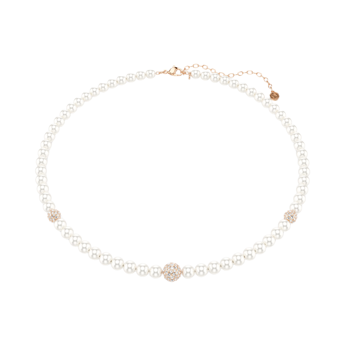 5743457 (W) Swarovski Matrix Necklace Crystal Pearl Round Cut White 18K Rose Gold Finish