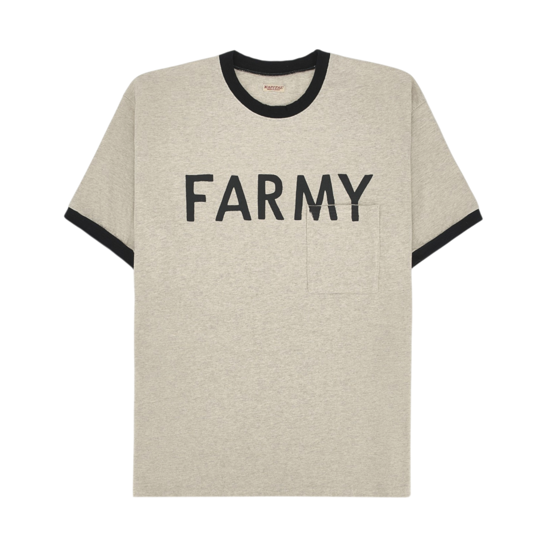 캐피탈 18.5 텐지쿠 링거 포켓 티셔츠 파미 키나리(Kapital 18.5 Tenjiku Ringer Pocket T-Shirt Farmy Kinari)