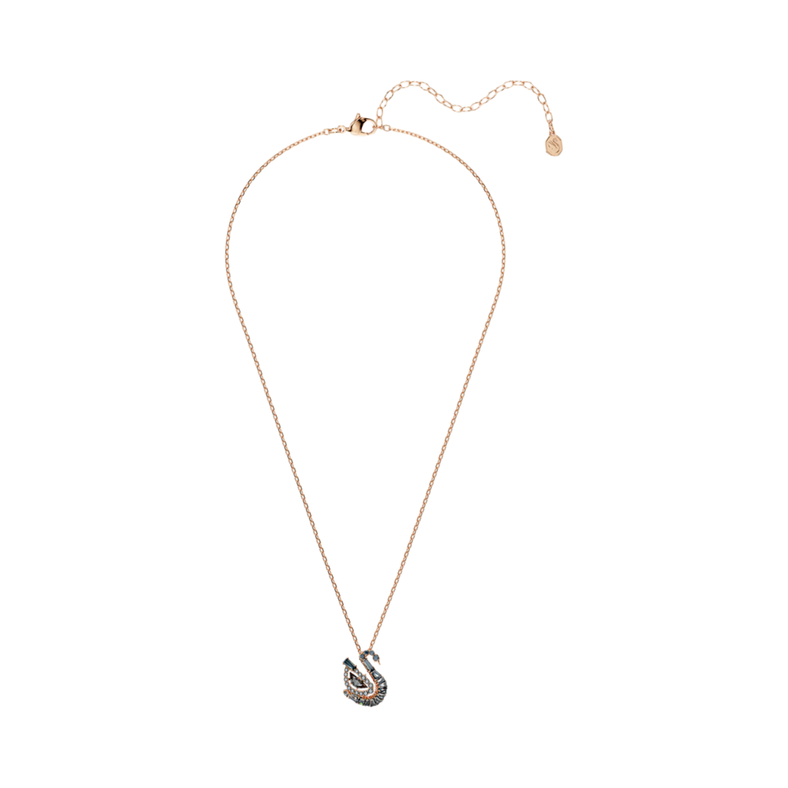 (W) 스와로브스키 스완 펜던트 믹스 컷 스완 블랙 18K 로즈 골드 피니시((W) Swarovski Swan Pendant Mixed Cut Swan Black 18K Rose Gold Finish) - 2
