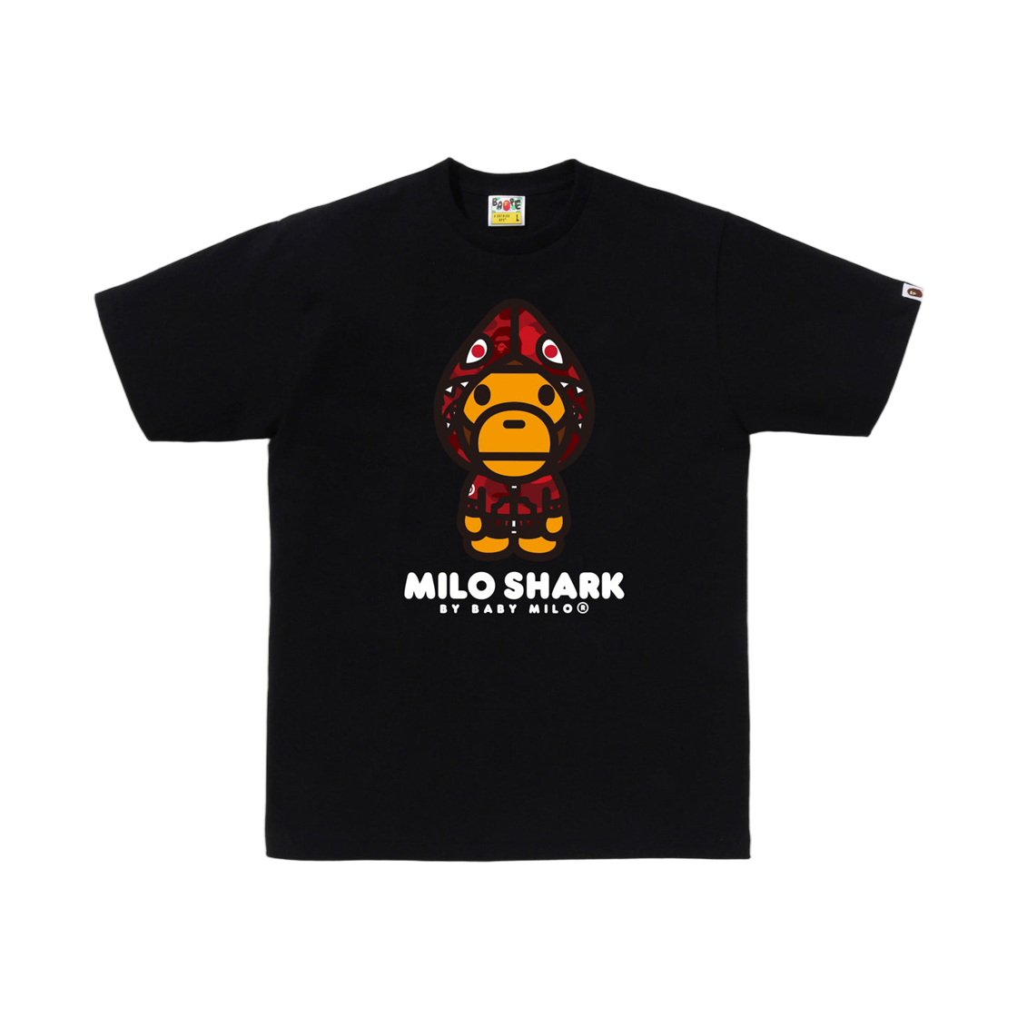 - BAPE Color Camo Milo Shark FZH T-Shirt Black Red