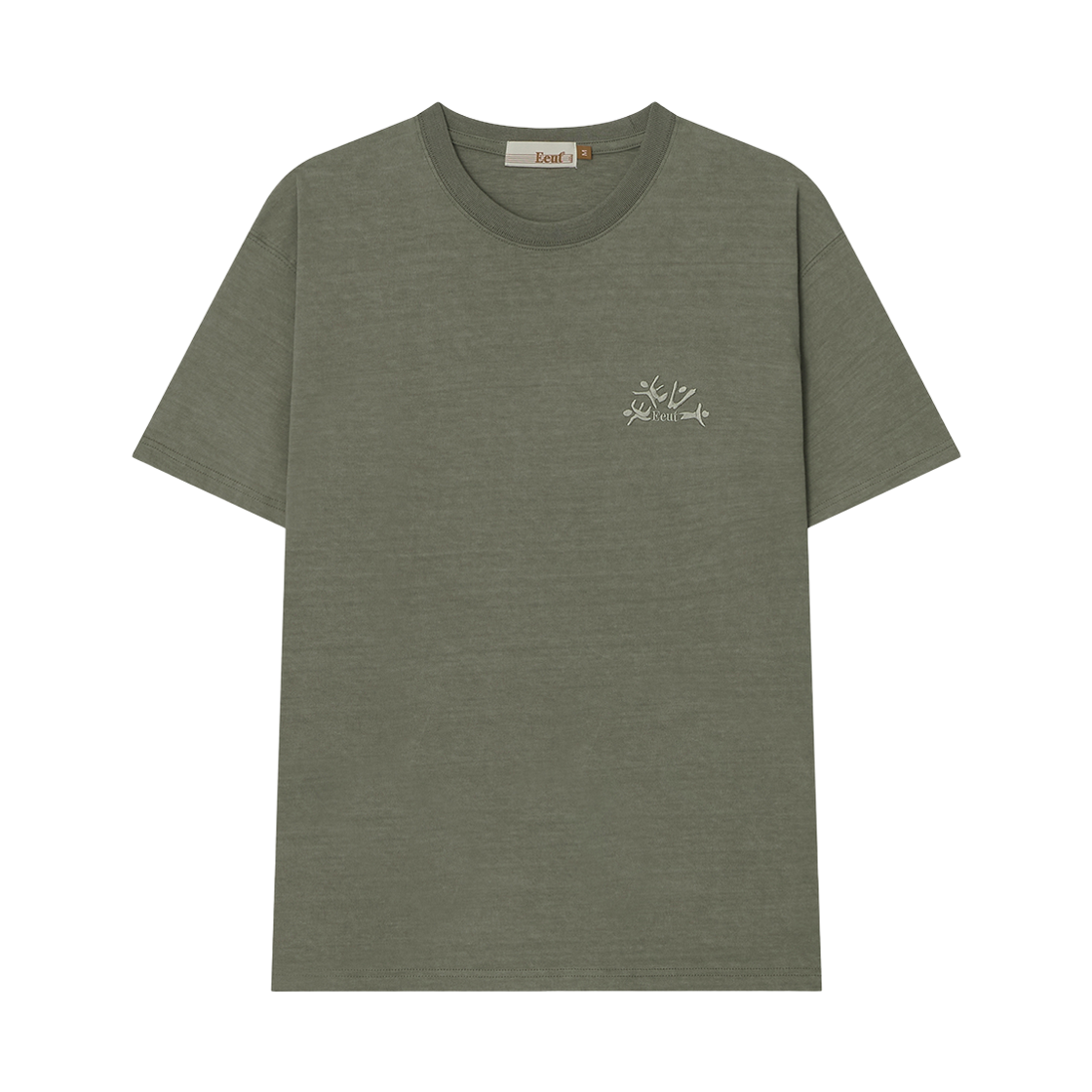 이우트 후레이 엠브로이더드 티셔츠 카키브라운(EEUT Hooray Embroidered T-Shirt Khaki Brown)