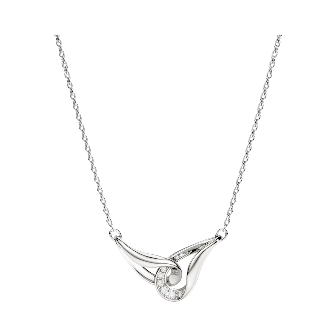 5740343 (W) Swarovski Classica Pendant Round Cut Interlocking White Sterling Silver