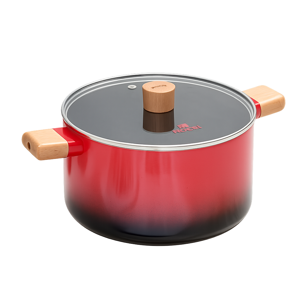 ROSSI040 Rossi IH Two‑Tone Red Stock Pot 24cm