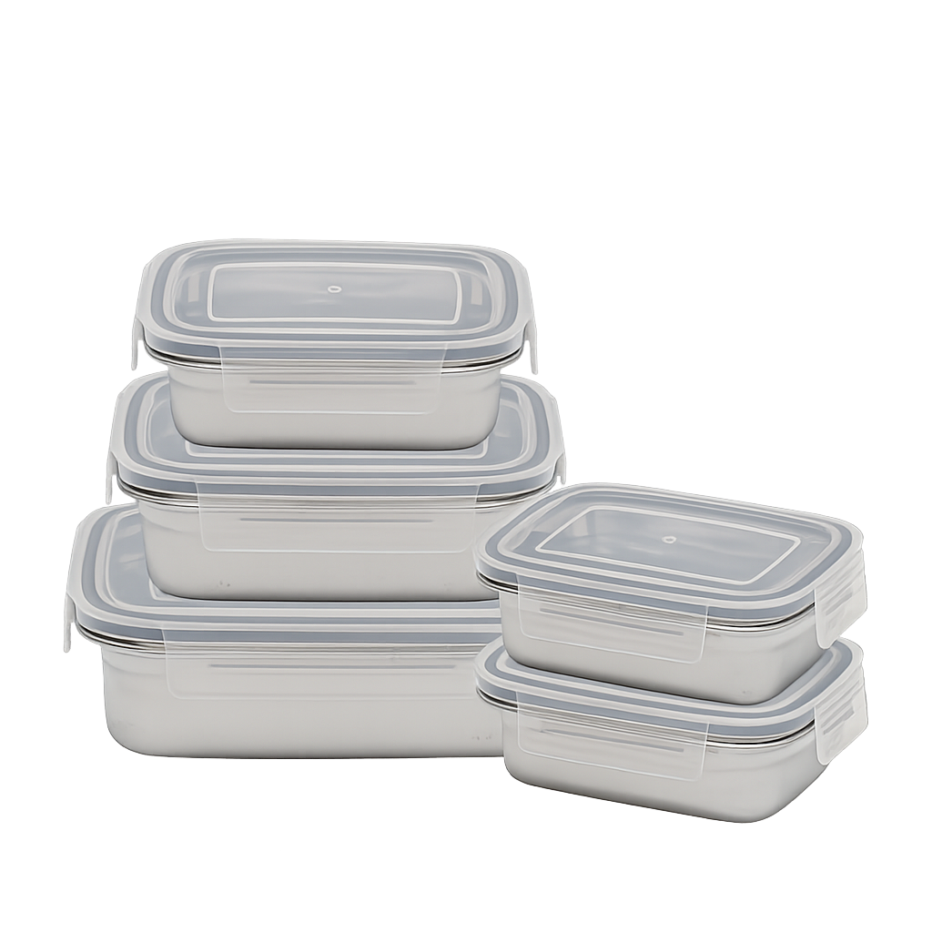 로시 뉴 더화이트 스텐밀폐용기 5종(Rossi New The White Stainless Airtight Container 5‑Piece Set)