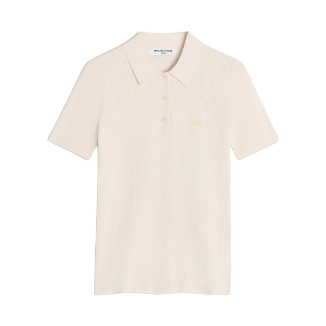 QW00202KT1193-0063 (W) Maison Kitsune Baby Fox Pleat Rib Polo Noble Beige
