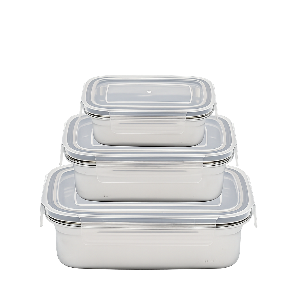 로시 뉴 더화이트 스텐밀폐용기 3종(Rossi New The White Stainless Airtight Container 3‑Piece Set)