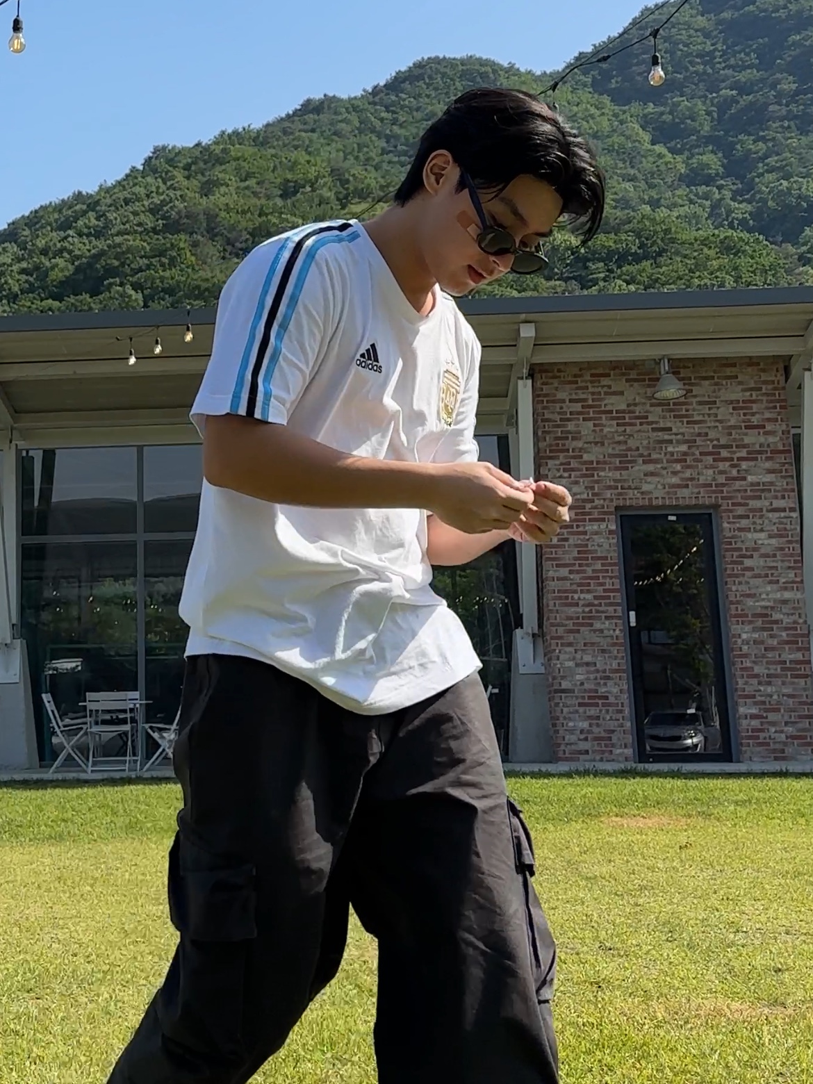 Adidas Argentina DNA 3-Stripe T-Shirt White - KR Sizing 착용 스타일 - 2