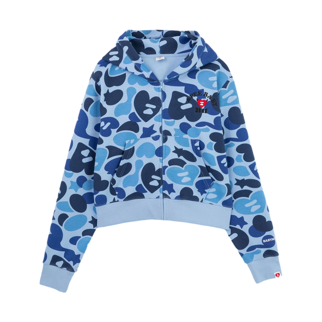- (W) BAPE Apee x Baby Monster Heart Badge Zip Hoodie Sax