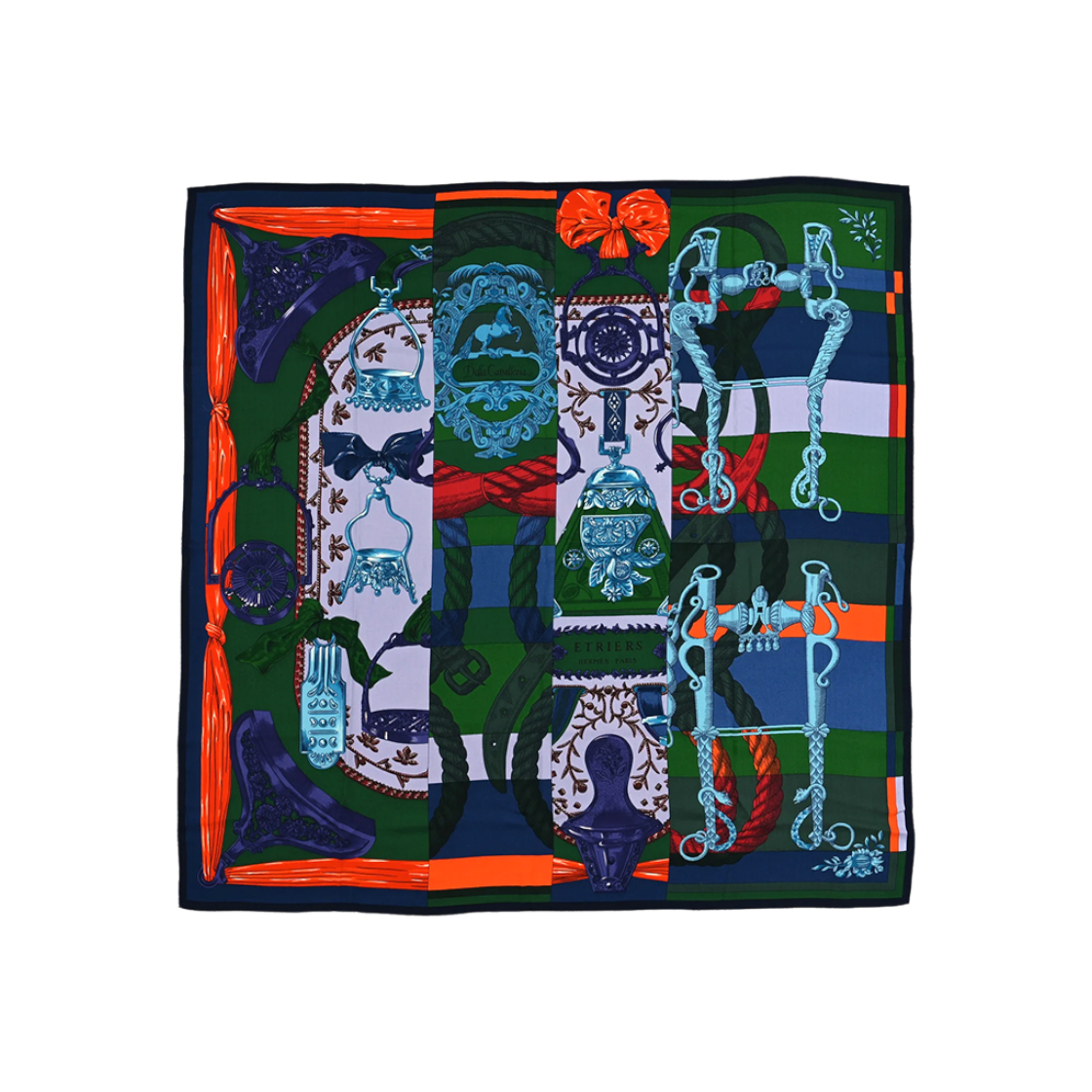 IT89INQRDLHB Hermes Della Cavalleria Etriers Silk Cashmere Blend 140 Scarf