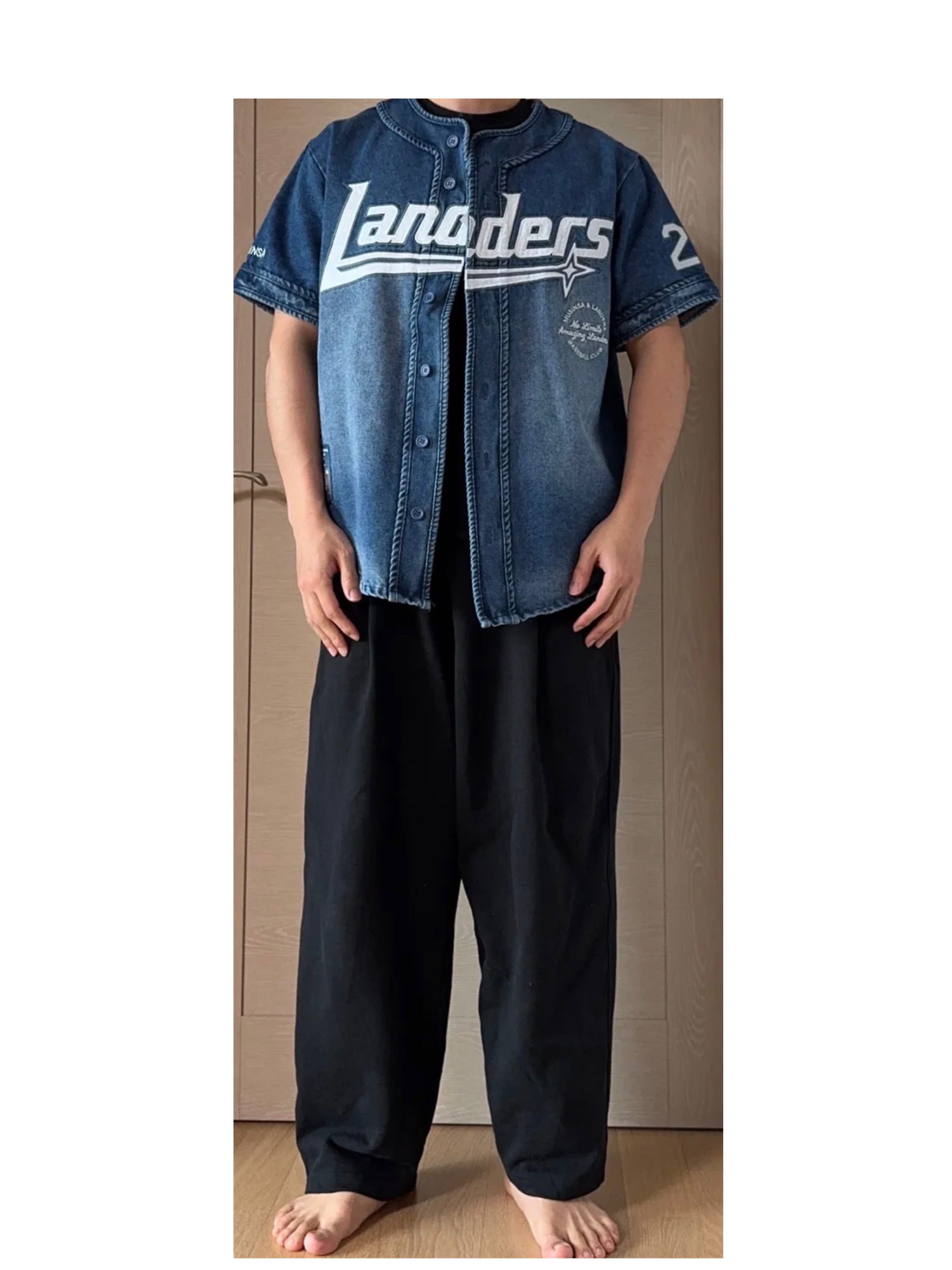 SSG Landers 24 Denim Jersey (Non Marking Ver.) 착용 스타일