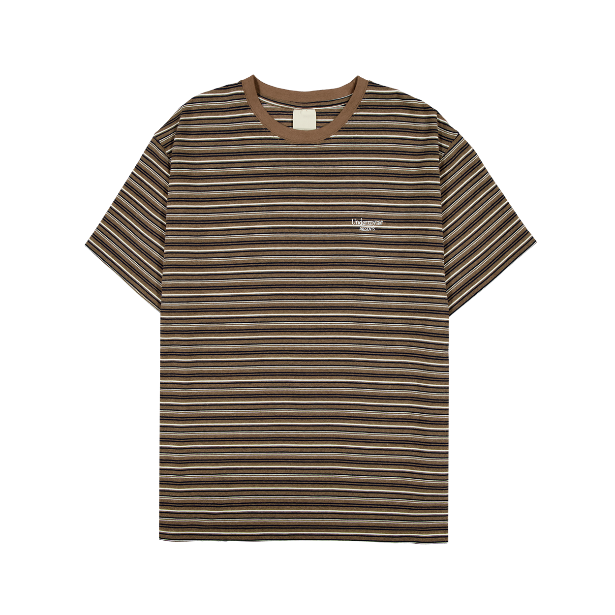 언더마이카 무.195 클래식 로고 브러시 스트라이프드 티셔츠 브라운(Undermycar Mu.195 Classic Logo Brush Striped T-shirts Brown)