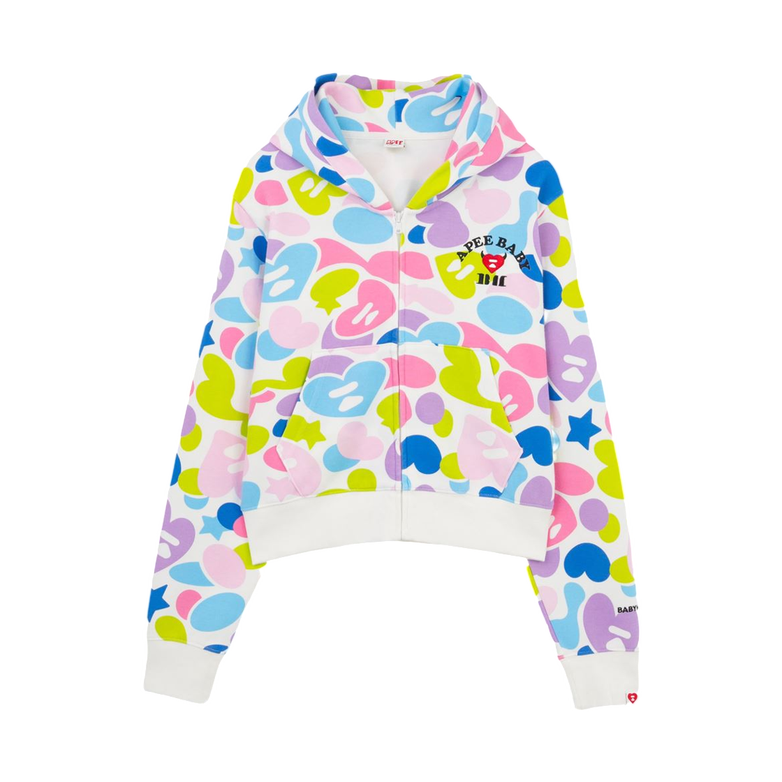 - (W) BAPE Apee x Baby Monster Heart Badge Zip Hoodie Multi