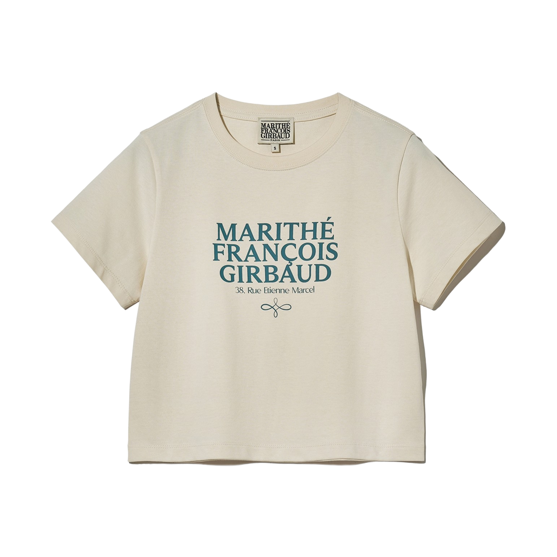 (W) 마리떼 프랑소와 저버 에어로쿨 크롭 티셔츠 크림((W) Marithe Francois Girbaud Aerocool Crop T-Shirt Cream)