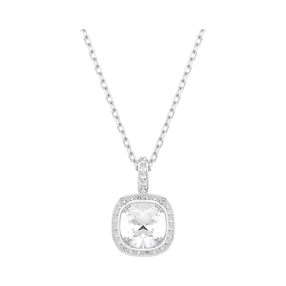 5754340 (W) Swarovski Una Angelic Pendant Cushion Cut White Rhodium Plated
