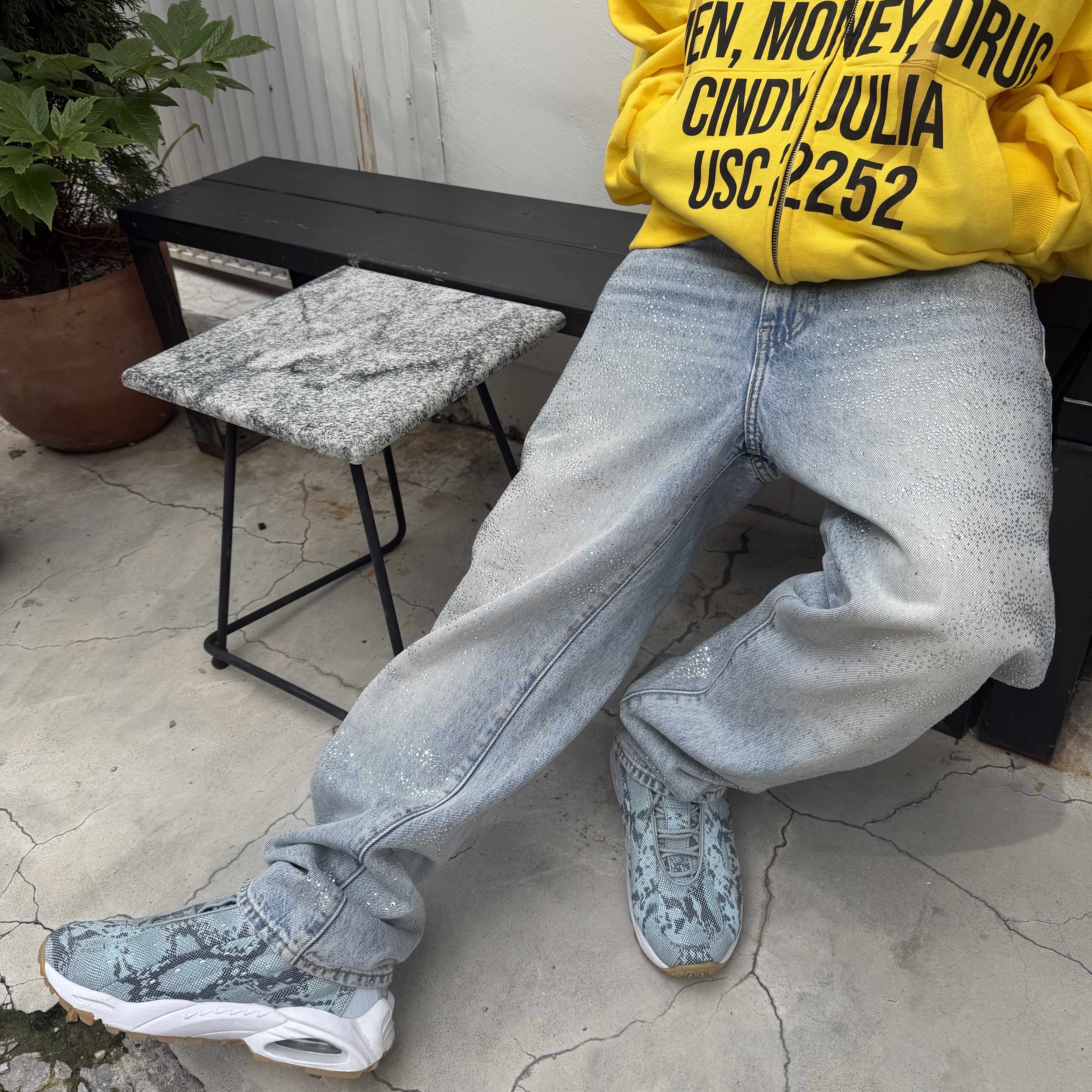 [트리플적립] PACOSPLY Tracy Zip Up Hoodie Yellow, NOFAKESHIT Bust Down 578 30x32 착용 스타일 - 3
