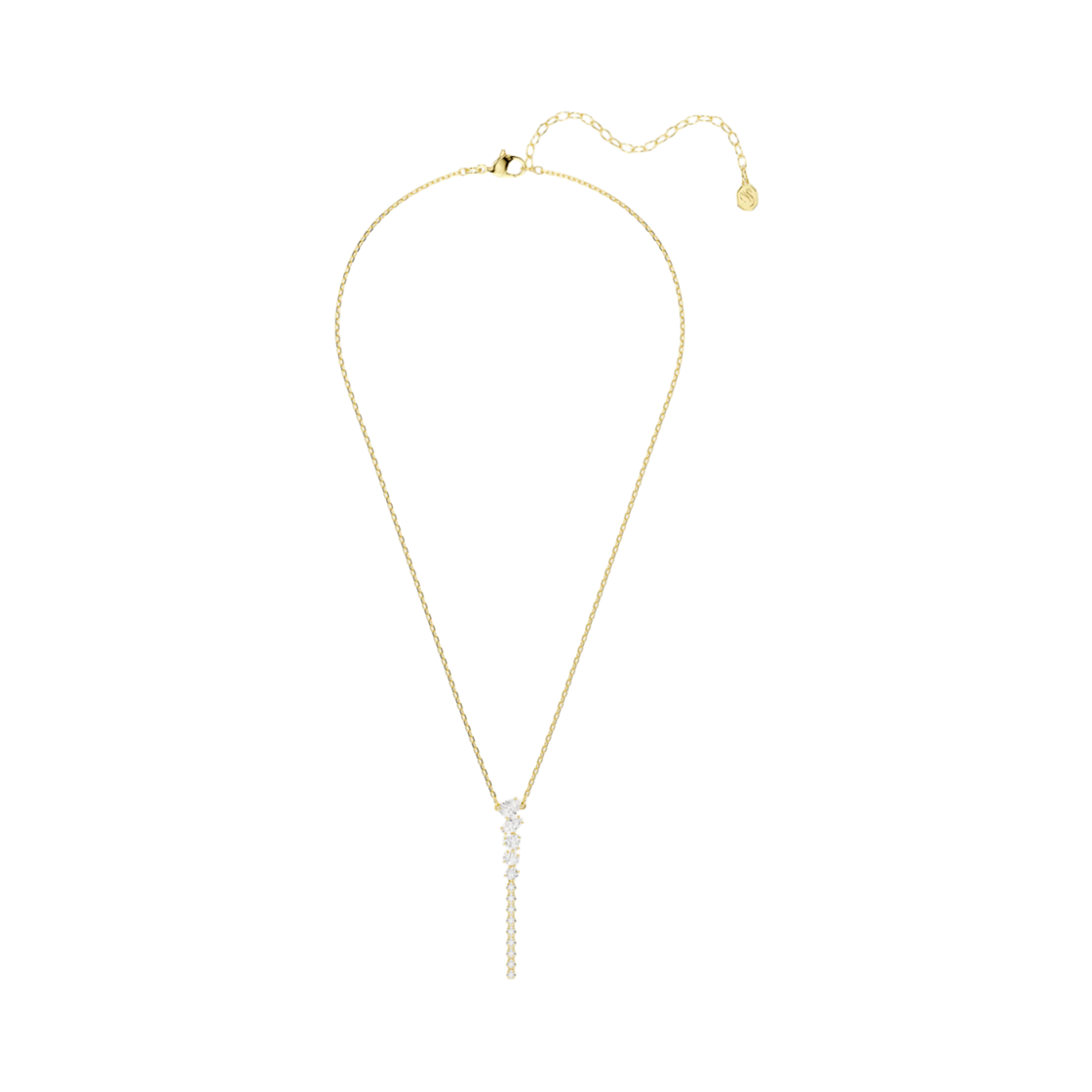 (W) 스와로브스키 메스마라 Y 네클리스 믹스 컷 화이트 18K 골드 피니시((W) Swarovski Mesmera Y Necklace Mixed Cut White 18K Gold Finish) - 2
