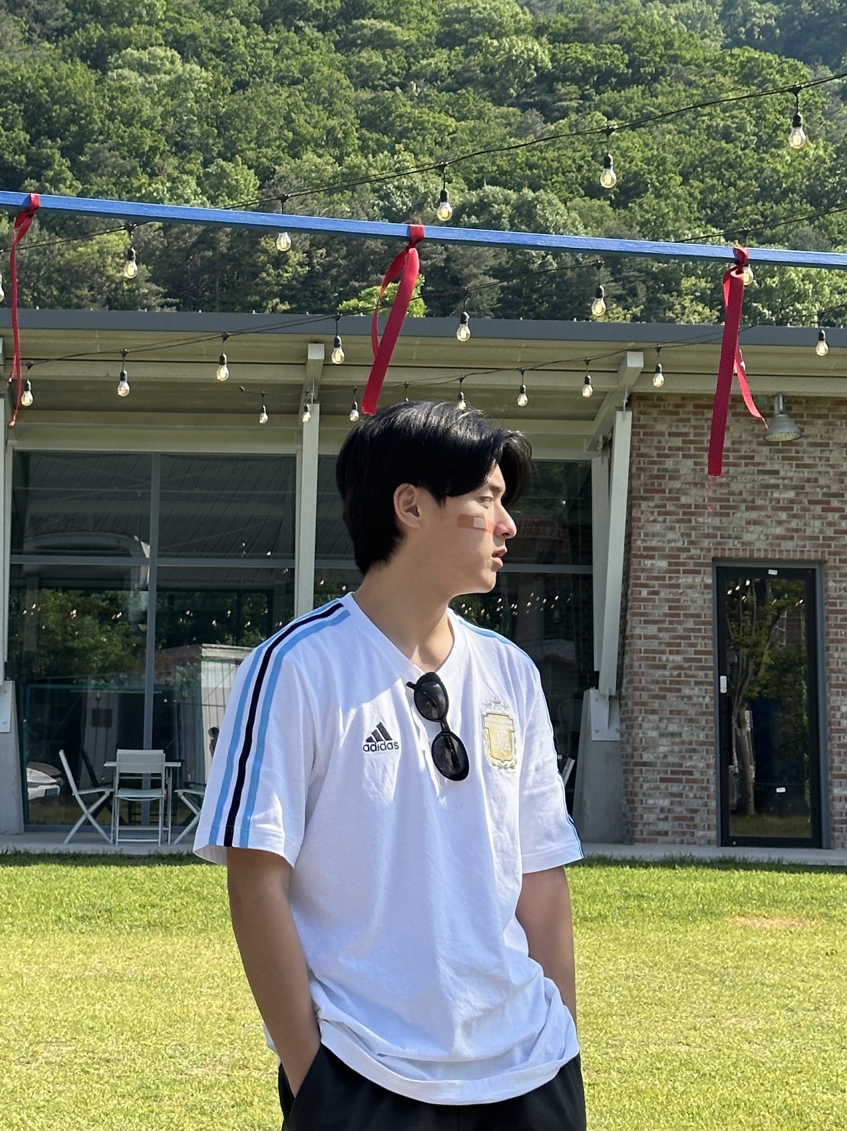 Adidas Argentina DNA 3-Stripe T-Shirt White - KR Sizing 착용 스타일 - 1