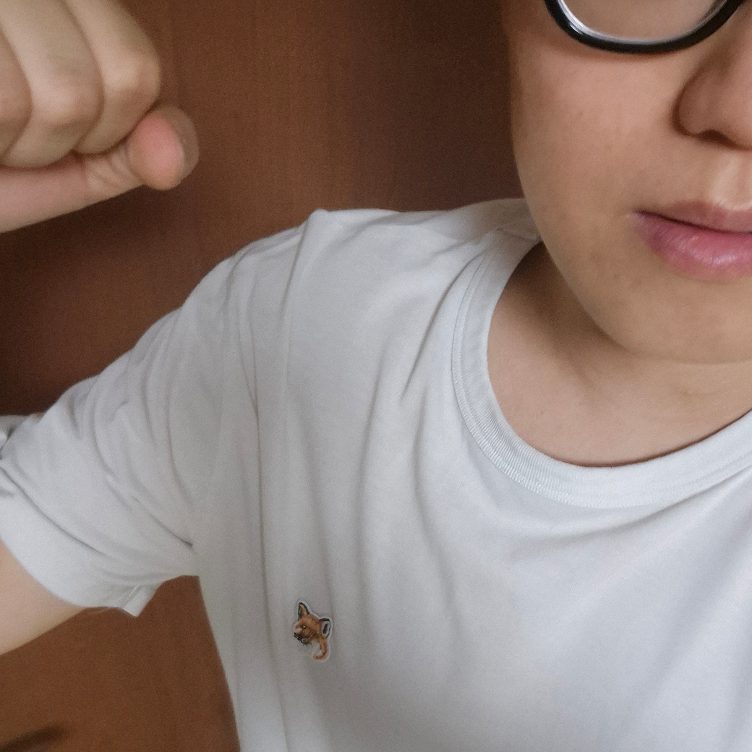 Maison Kitsune Fox Head Patch Regular T-Shirt White 착용 스타일