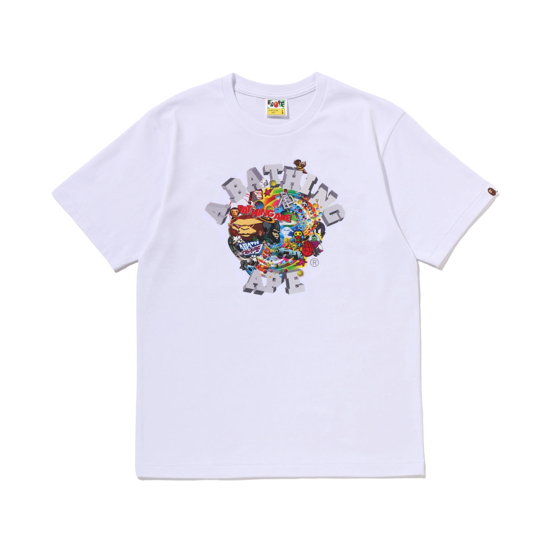 - BAPE Colorful 3D Graphic College T-Shirt White