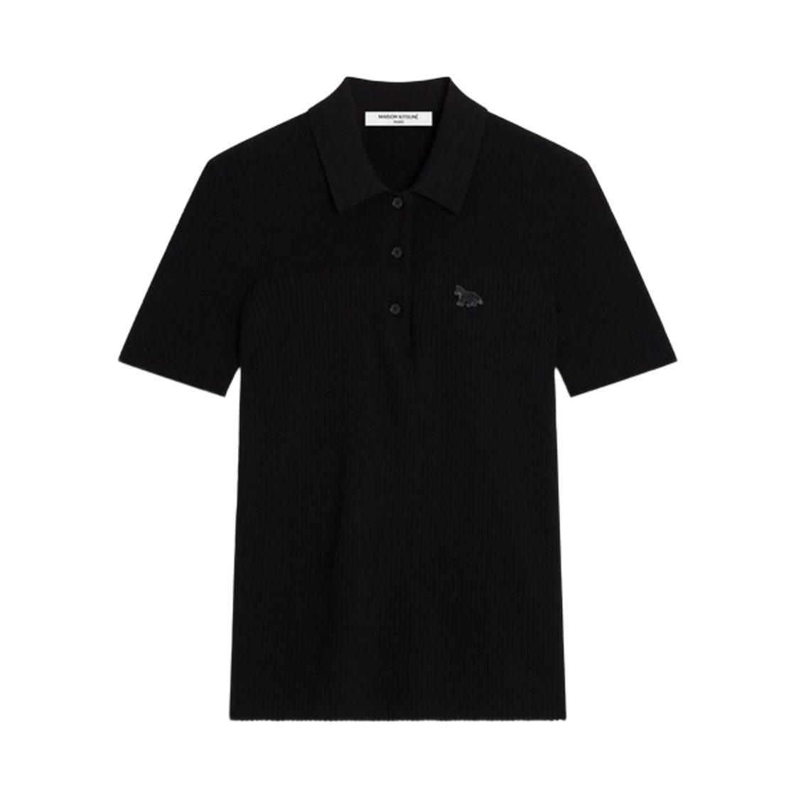 QW00202KT1193-P199 (W) Maison Kitsune Baby Fox Pleat Rib Polo Black