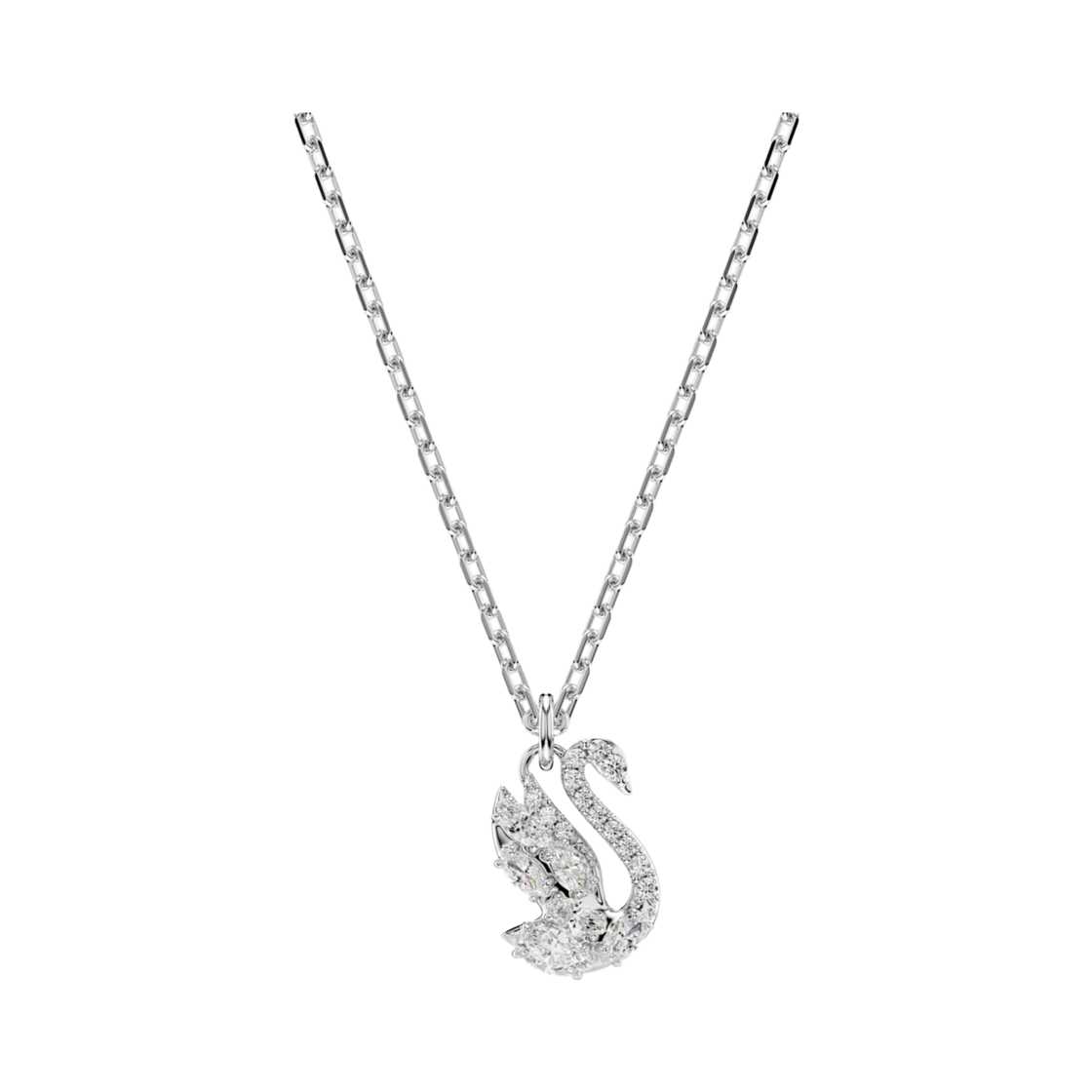 5754347 (W) Swarovski Swan Pendant Mixed Cut Swan White Rhodium Plated