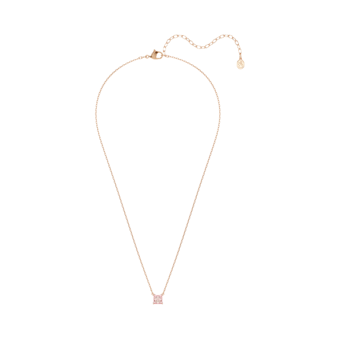 (W) 스와로브스키 스틸라 펜던트 스퀘어 컷 핑크 18K 로즈 골드 피니시((W) Swarovski Stilla Pendant Square Cut Pink 18K Rose Gold Finish) - 2